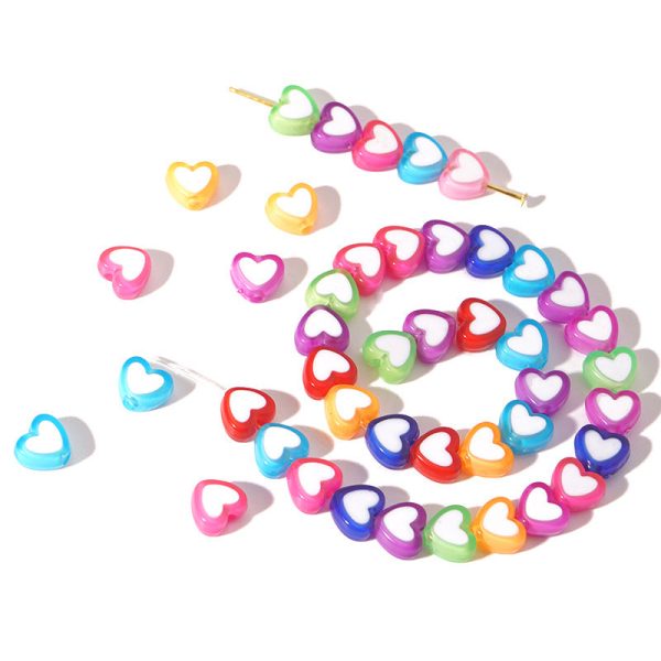 Wholesale 100pcs pack Color Heart Acrylic Beads For Cheap