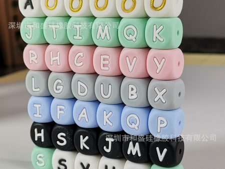 Wholesale 100PCS A-Z Silicone Polygon Letter Beads For Cheap