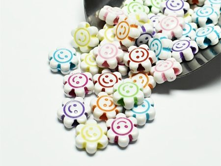 Wholesale 1700pcs pack 10mm Acrylic Sunflower Smiley Beads Sale