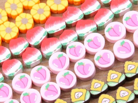 Wholesale 20pcs Soft Pottery Perforated Tablets Animal Fruit Heart Beads Online now