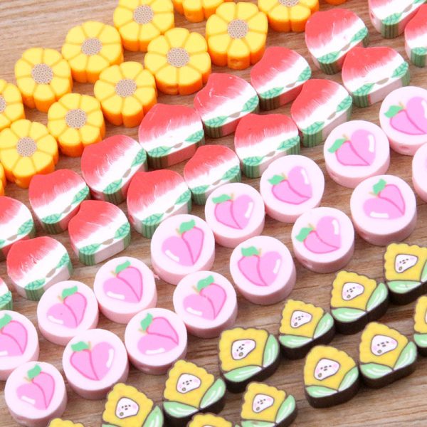 Wholesale 20pcs Soft Pottery Perforated Tablets Animal Fruit Heart Beads Online now