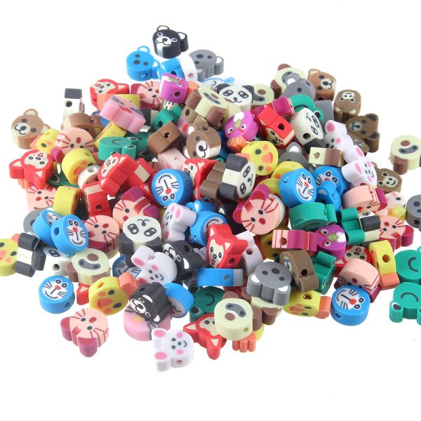 Wholesale 100pcs pack Cartoon Animals Soft Pottery Sliced Beads Sale