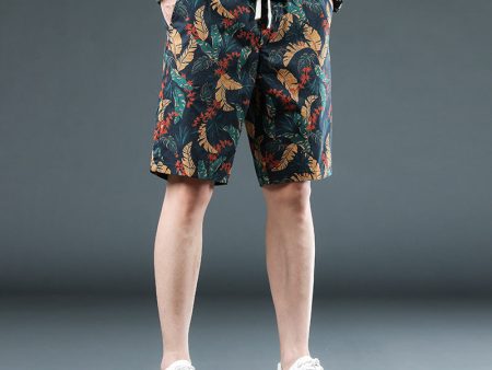 Wholesale Beach Pants Men Summer Casual Retro Print Loose Thin Section Large Size Five Pants Quick Dry Swimwear Online Sale