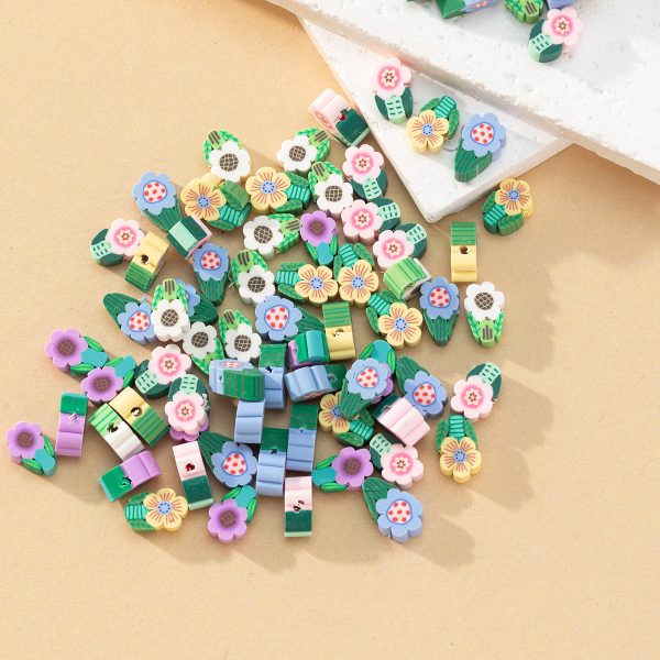 Wholesale 100pcs pack Flower Soft Pottery Beads For Discount