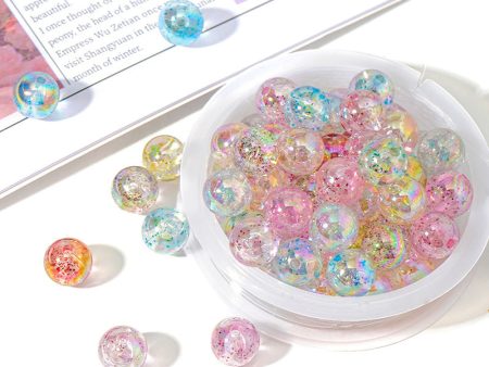 Wholesale 100pcs pack Acrylic Girly Clear Color Straight Hole Round Beads Supply