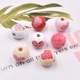 Wholesale 10pcs Love English Printed Flower Wooden Beads Cheap