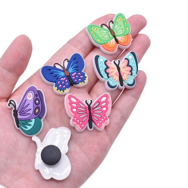 Wholesale 100PCS PVC Colorful Butterfly Series DIY Shoe Buckle For Sale