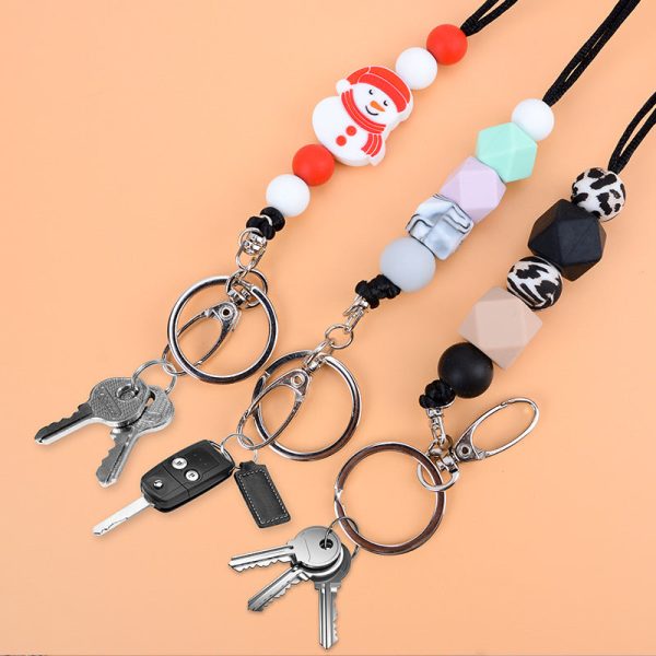 Wholesale 100PCS Silicone Beaded Lanyard Keychain Supply