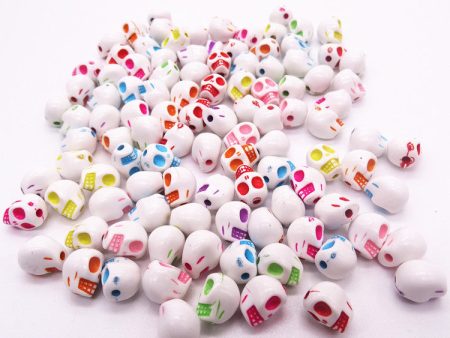 Wholesale 100pcs  8*10 Colorful Skull Head Acrylic Beads Online now