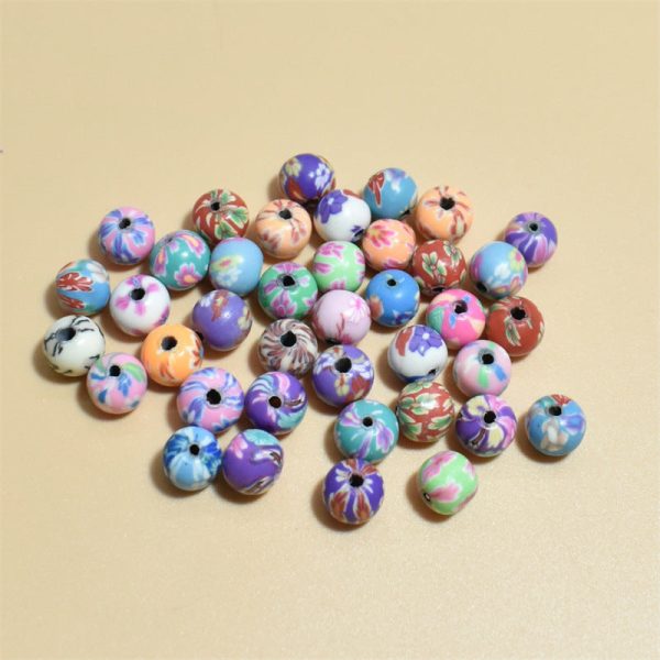 Wholesale 100pcs pack 8mm soft pottery pattern mixed style mixed color Beads Supply