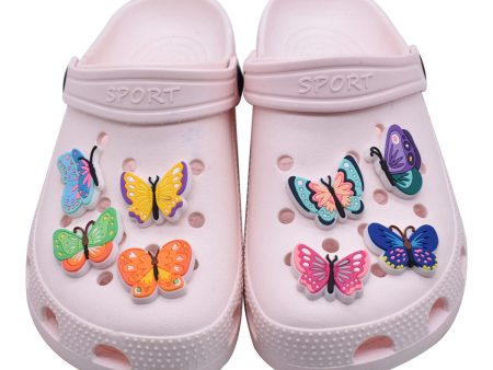 Wholesale 100PCS PVC Colorful Butterfly Series DIY Shoe Buckle For Sale