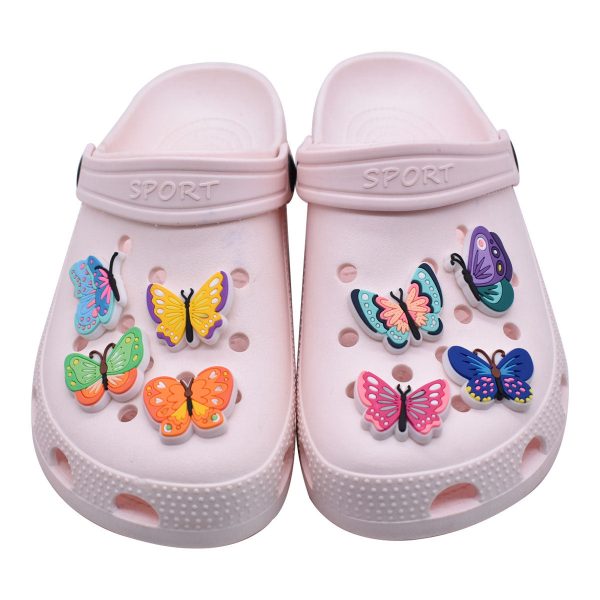 Wholesale 100PCS PVC Colorful Butterfly Series DIY Shoe Buckle For Sale