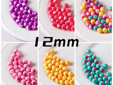 Wholesale 10pcs Acrylic Round Heart Color Matching String Beads For Cheap