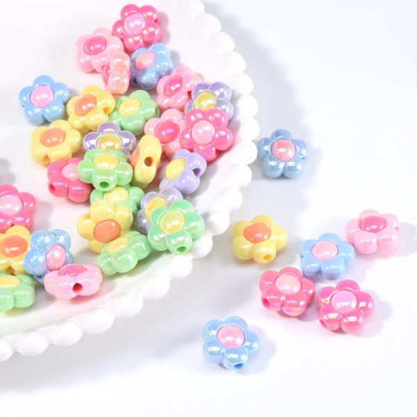 Wholesale 10pcs pack Acrylic Flower Beads Solid Color Plated Small Flower Scatter Beads Sale