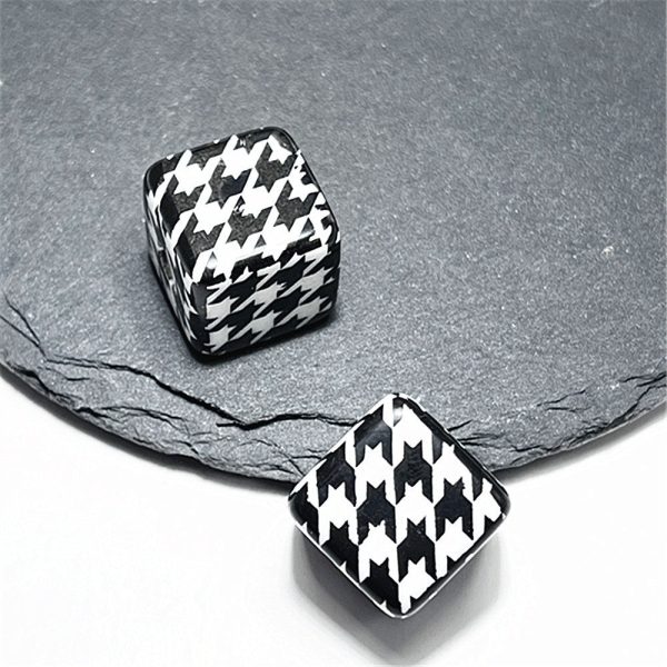 Wholesale 10pcs pack 14mm Acrylic Houndstooth Printing Square Beads Supply