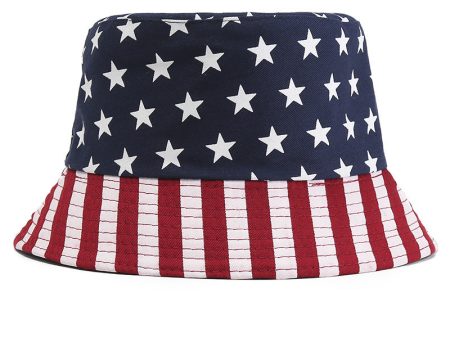 Wholesale American Flag Pattern Polyester Bucket Hat on Sale