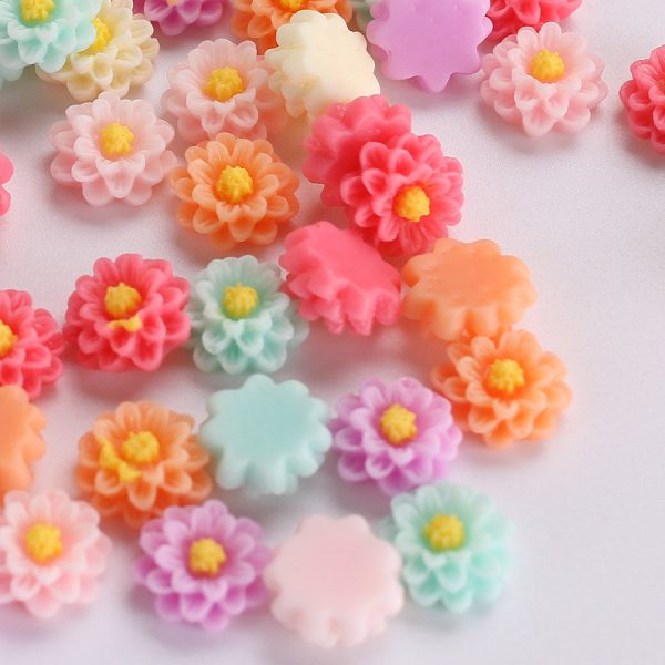 Wholesale 2pcs 10mm Stereo Resin Flower Daisy Beads Supply