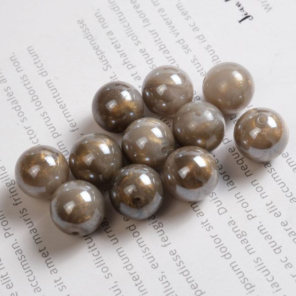 Wholesale 100PCS PACK Gilt Two-color Straight Hole Imitation Agate Color Acrylic Beads Hot on Sale