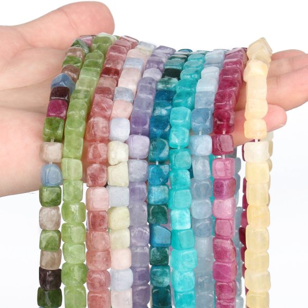 Wholesale 43pcs 8mm cube jade stone loose Beads Online now