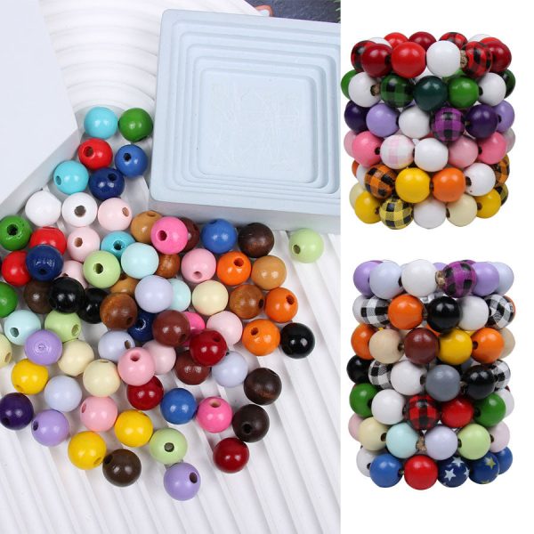 Wholesale 10PCS 16MM Colored Round Wood Scattered Beads Discount