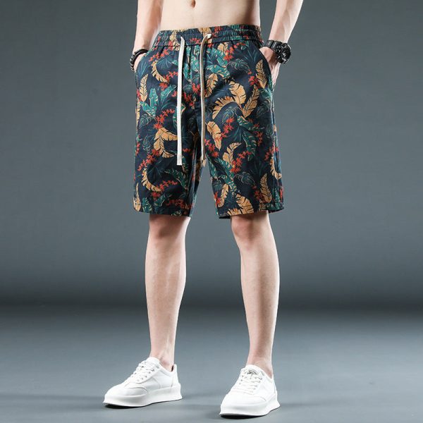 Wholesale Beach Pants Men Summer Casual Retro Print Loose Thin Section Large Size Five Pants Quick Dry Swimwear Online Sale