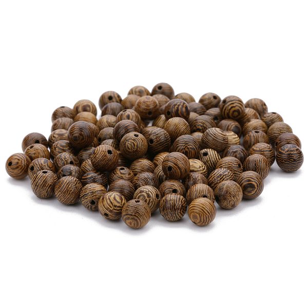 Wholesale 100pcs pack Round Striped Wooden Beads Online Sale