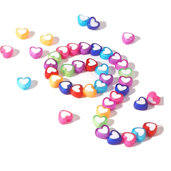 Wholesale 100pcs pack Color Heart Acrylic Beads For Cheap