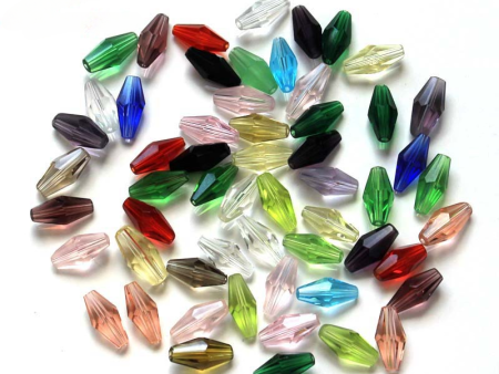 Wholesale 50pcs pack Crystal Glass Loose Beads Mixed Color Long Rhombus Beads Cheap