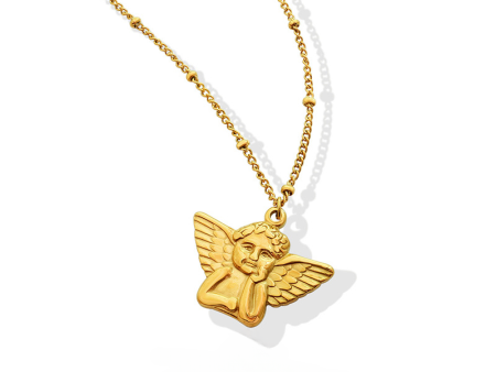 Wholesale Angel Pendant Titanium Steel 18k Gold Necklaces Sale