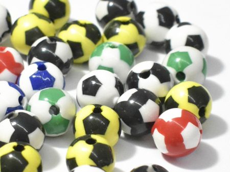 Wholesale 12mm Mixed Color White Soccer Acrylic Baseball Beads Cheap