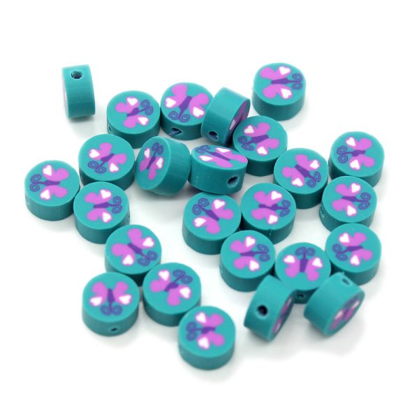 Wholesale 1000pcs pack Round Butterfly Mixed Color Soft Pottery Sliced Beads For Sale