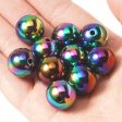 Wholesale 10PCS PACK Acrylic Plating Seven Colors 16mm Straight Hole Round Beads on Sale