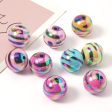 Wholesale 10pcs pack Acrylic UV Plating Zebra Color Stripe Straight Hole Round Beads Cheap