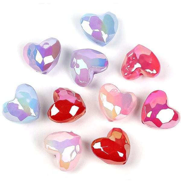 Wholesale 10pcs pack Acrylic UV Plating Cut Face Love Beads For Sale