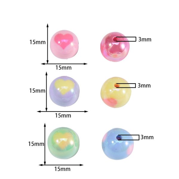 Wholesale 10pcs pack Acrylic Color Plated Heart Beads Through Hole Round Beads Online Sale