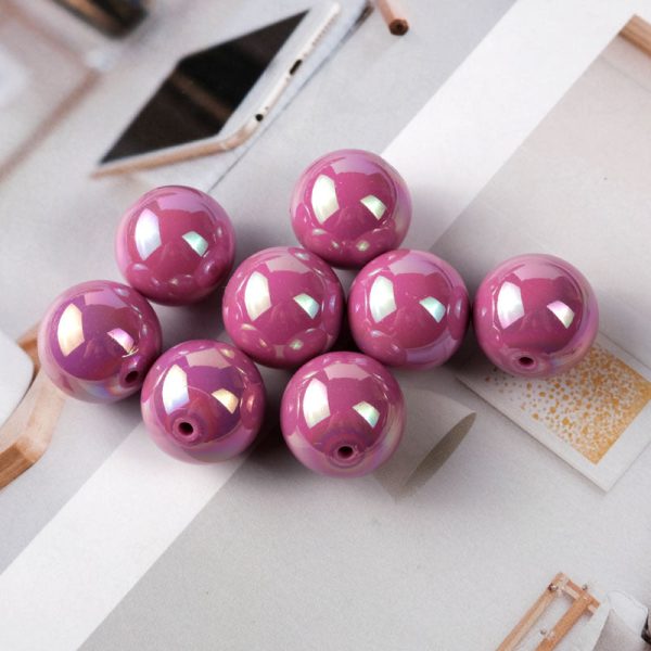 Wholesale 100PCS PACK Colorful Straight Hole Colorful Plated ab Acrylic Round Beads For Sale