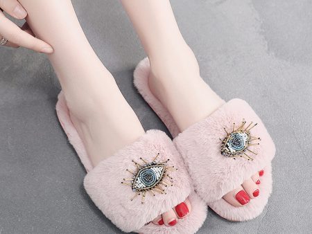 Wholesale Devil Eye Plush Slippers Supply