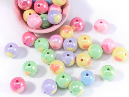 Wholesale 10pcs pack Acrylic Color Plated Heart Beads Through Hole Round Beads Online Sale