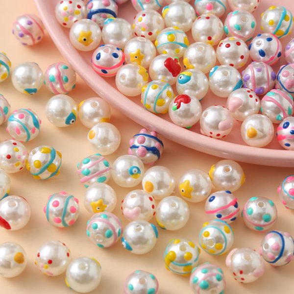 Wholesale 10pcs pack 10mm Imitation Pearl Creative Drip Oil Hand Painted Beads Online