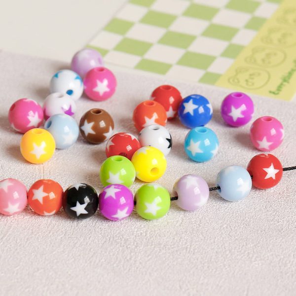 Wholesale 30pcs Cute Children s Fun Series Solid Color Macaron Color Star Round Beads Online