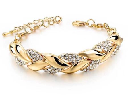 Wholesale 18K Gold Leaf Studded Diamond Bracelet Supply