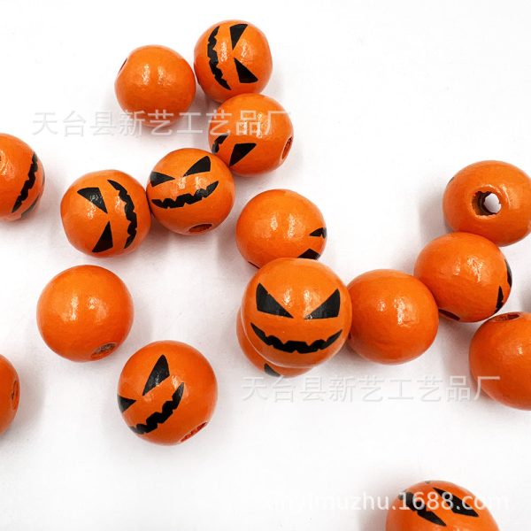 Wholesale 20PCS Halloween Christmas Spider Web Grimace Colorful Wooden Beads For Sale