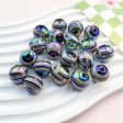 Wholesale 10pcs pack 16mm UV Color Plated Lollipop Stripe Rainbow Straight Hole Round Beads on Sale