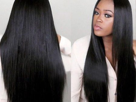 Wholesale Black Middle Part Long Straight Hair Ladies Chemical Fiber High Temperature Wigs Discount