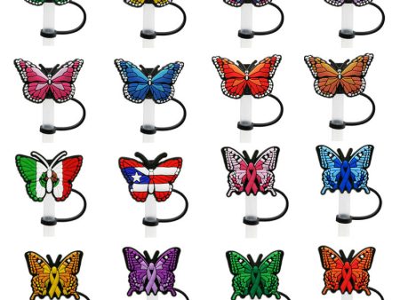 Wholesale 10pcs PVC Butterfly Straw Tube Cap Online now