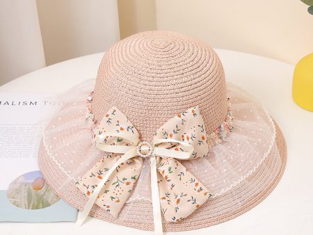 Wholesale Bow Floral Straw Hat Online now