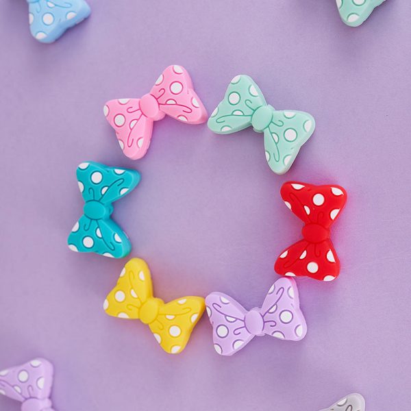 Wholesale 10PCS Silicone Bow Knot Grinding Teeth Cartoon Beads Online Sale