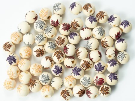 Wholesale 20pcs Maple Leaf Plaid Colored Wood Beads Cheap