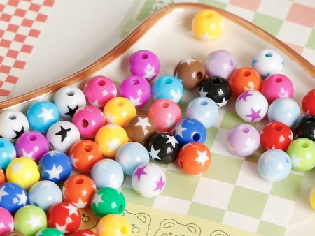 Wholesale 30pcs Cute Children s Fun Series Solid Color Macaron Color Star Round Beads Online