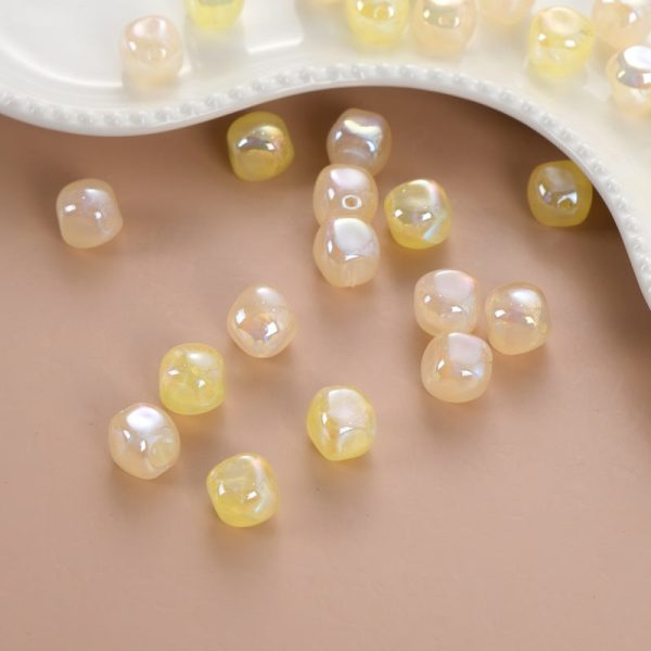 Wholesale 200pcs pack Lemon Yellow Lacquer Perforated Resin Round Beads on Sale